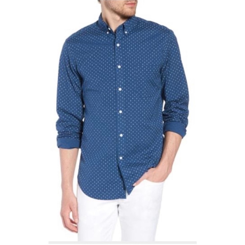 J. Crew Slim Fit Stretch Secret Wash Shirt Crosshatch Print XL
